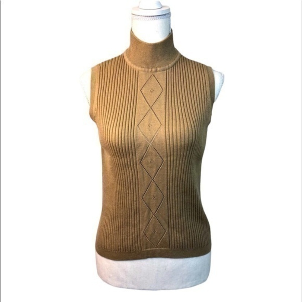 WHITE STAG Classic tan sweater mock turtleneck  size M 8-10